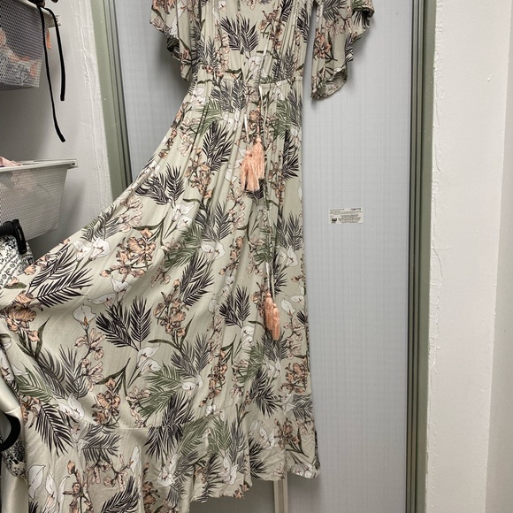 Cream Ruffled Wrap Maxi Dress - Picture 2 of 6